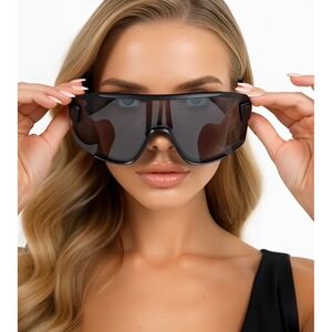 Sport Cycling Driving UV400 Outdoor Dark Black Lens Women Sunglasses Oversized